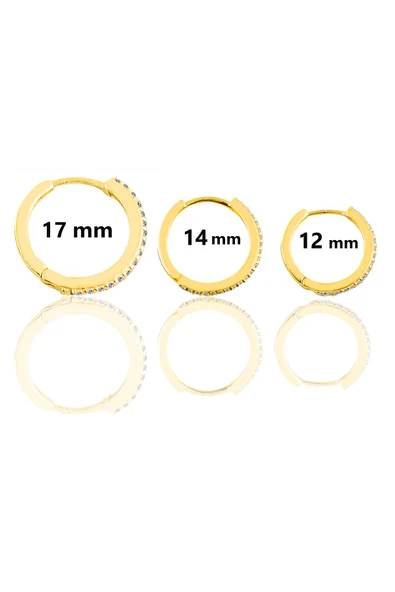 Gümüş altın yaldızlı zirkon taşlı  üç boydan oluşan halka küpeler SGTL11163GOLD ürün görseli 1