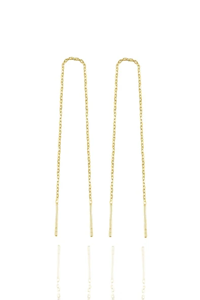 Gümüş altın yaldızlı zincir küpe SGTL10351GOLD ürün görseli 1