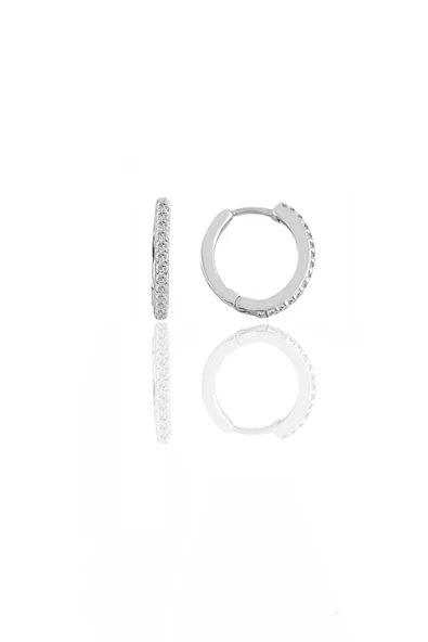 Gümüş rodyumlu zirkon taşlı 12 mm halka küpe SGTL11299RODAJ ürün görseli 1