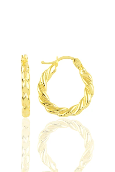 Gümüş altın yaldızlı kalın burgu gümüş şarnel  küpe SGTL10704GOLD ürün görseli 1