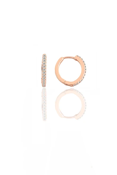 Gümüş rose zirkon taşlı 12 mm halka küpe SGTL11299ROSE ürün görseli 1