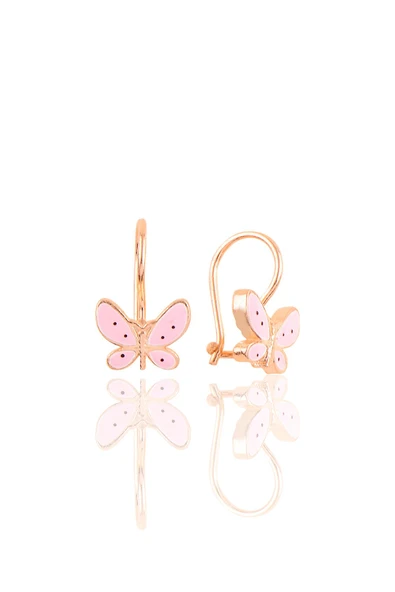 Gümüş rose mineli çengelli gümüş kelebek küpe SGTL10712ROSE ürün görseli 1