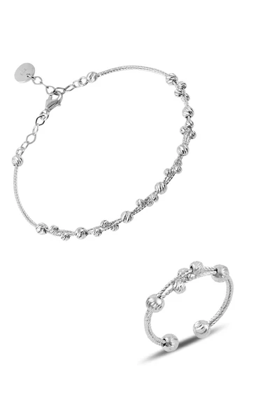 Gümüş dorissa rodyumlu gümüş bilezik ve yüzük gümüş set SGTL10590RODAJ ürün görseli 1