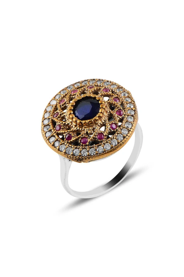 Gümüş safir taşlı otantik gümüş yüzük SGTL10656SAFIR ürün görseli 1