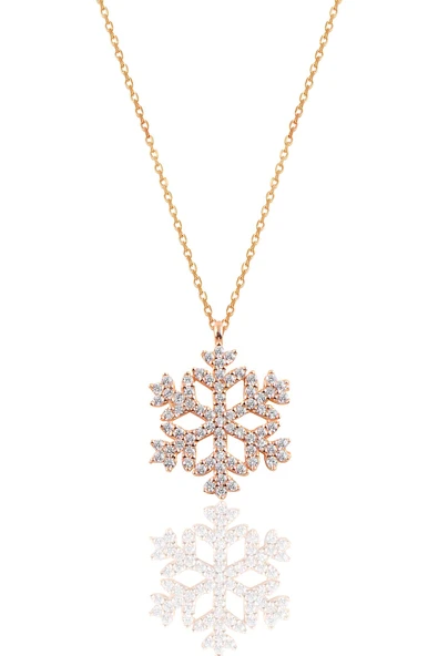 Gümüş rose gümüş kar tanesi kolye SGTL10713ROSE ürün görseli 1