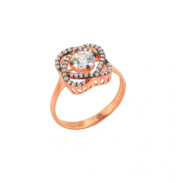 Gümüş  rose zirkon taşlı elmas montürlü yüzük SGTL10768ROSE ürün görseli 1