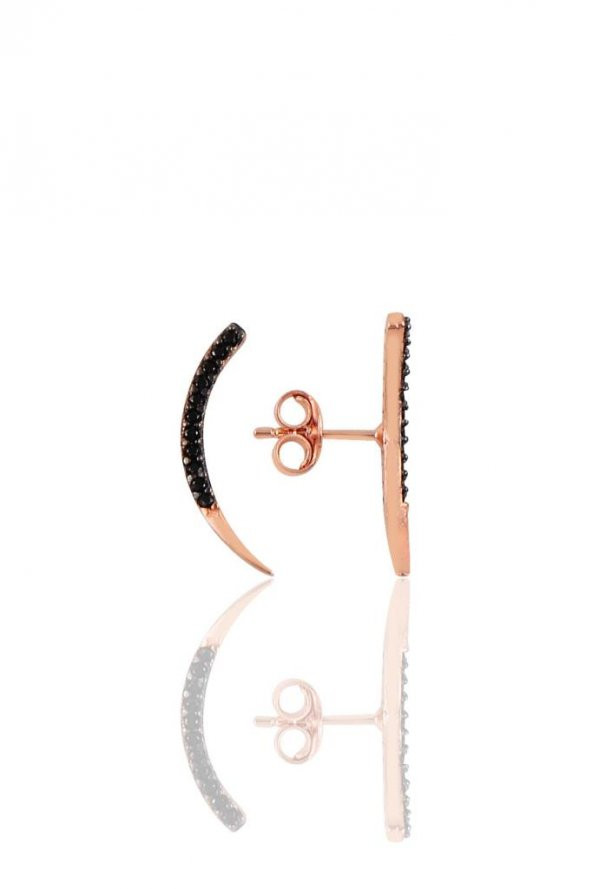 Gümüş rose siyah taşlı Ay modeli küpe ürün görseli 1