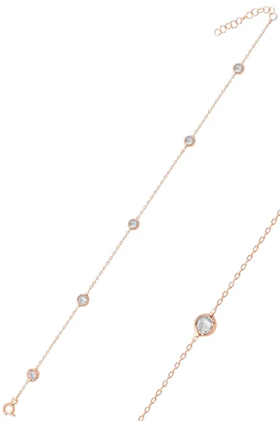 Gümüş rose sıra taşlı halhal SGTL10857ROSE ürün görseli 1