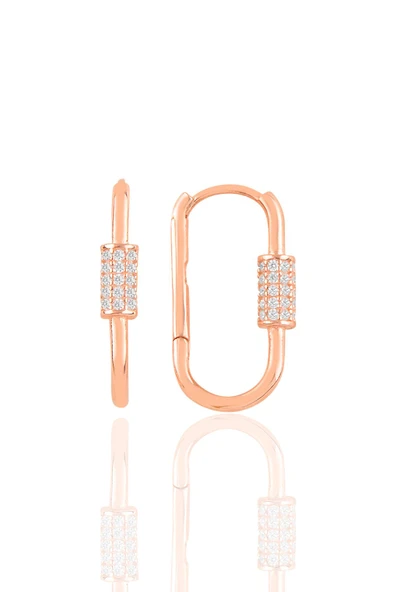 Gümüş rose zirkon taşlı  tasarım küpe SGTL10883ROSE ürün görseli 1