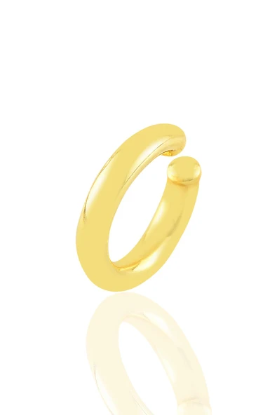Gümüş altın yaldızlı sade sıkıştırmalı kıkırdak küpe SGTL10887GOLD ürün görseli 1