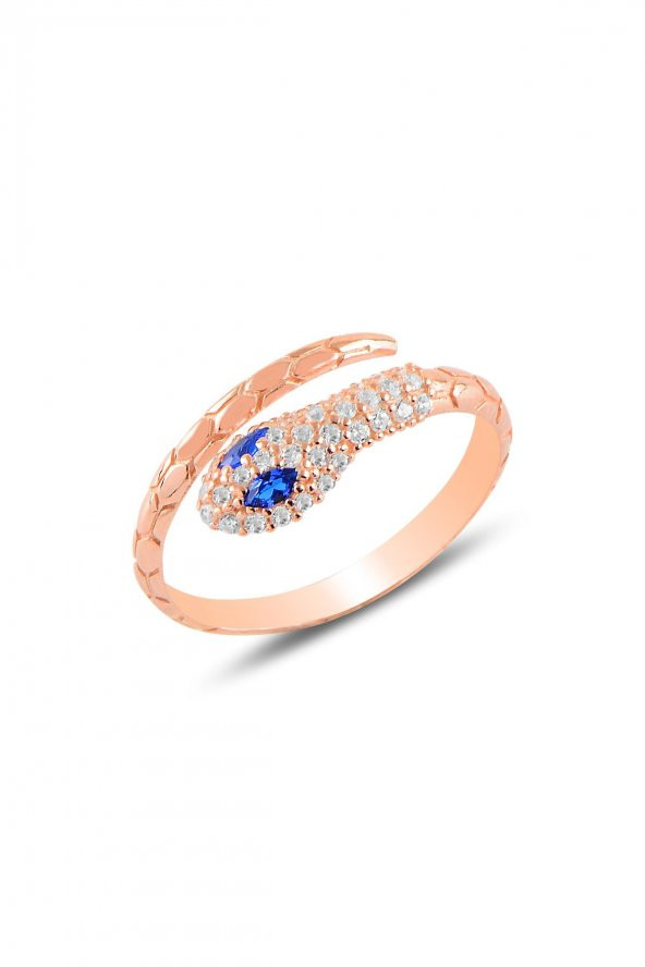 Gümüş rose safir ve zirkon taşlı ayarlanabilir yılan yüzük ürün görseli 1