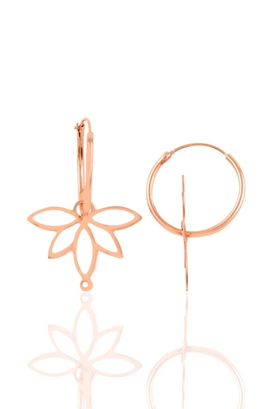 Gümüş rose  sonsuz yaşamın simgesi lotus çiçeği 18 mm halka küpe SGTL10866ROSE ürün görseli 1