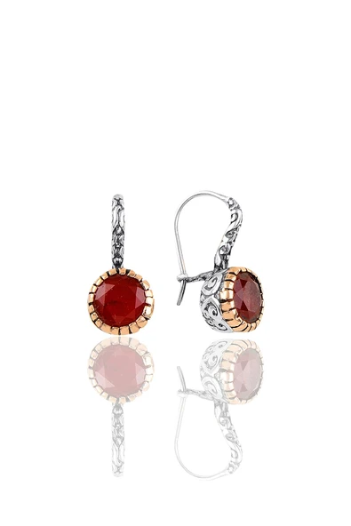 Gümüş kök yakut taşlı otantik tektaş küpe SGTL10969BORDO ürün görseli 1