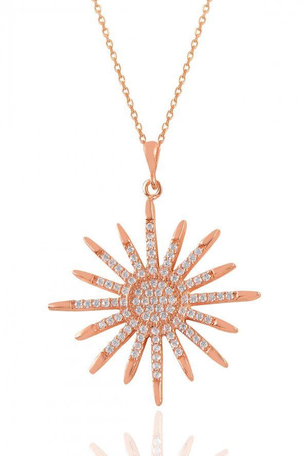 Gümüş rose zirkon taşlı sunlight kolye ürün görseli 1