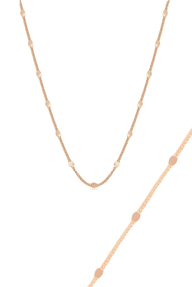 Gümüş rose pullu gurmet kolye bileklik seti SGTL11056ROSE ürün görseli 1