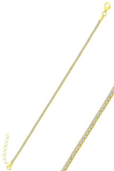 Gümüş altın yaldızlı pırlanta modeli zirkon taşlı su yolu bileklik  SGTL11320GOLD ürün görseli 1