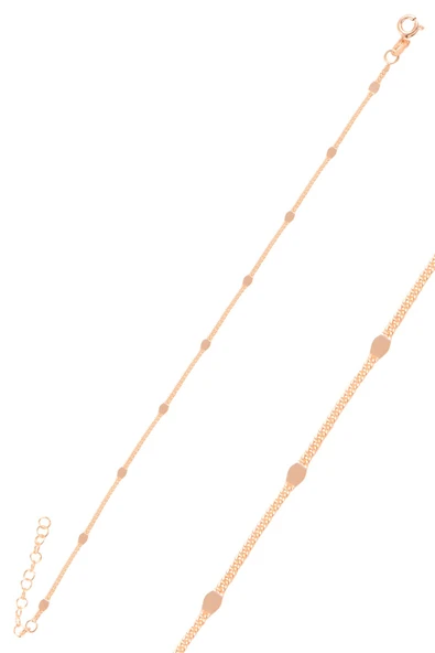 Gümüş rose  pullu gurmet zincirli halhal  SGTL11089ROSE ürün görseli 1