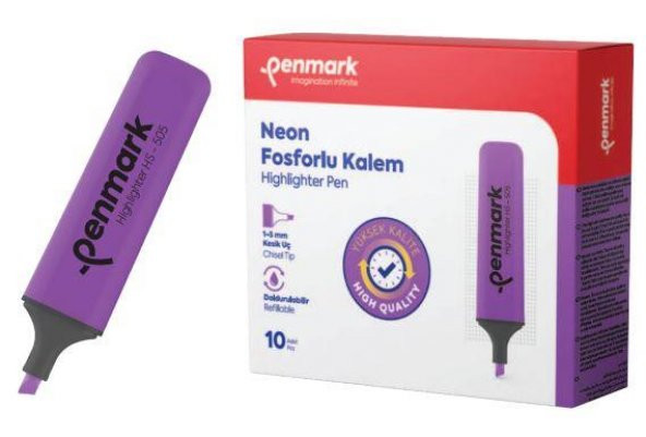 PENMARK FOSFORLU KALEM NEON LILA 10 LU HS 505 05 ürün görseli 1