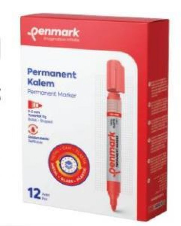 PENMARK PERMANENT MARKOR YUV.UC KIRMIZI12LI 405 03 ürün görseli 1