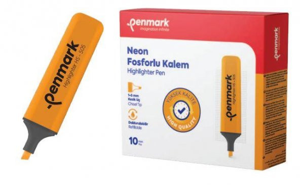 PENMARK FOSFORLU KALEM NEON TURUNCU 10LU HS 505 03 ürün görseli 1