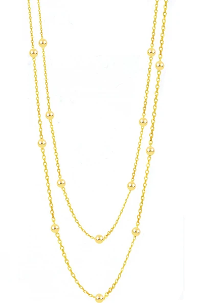 Gümüş altın yaldızlı 100 cm top top zincir SGTL11132GOLD ürün görseli 1