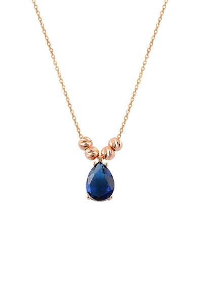 Gümüş rose safir  taşlı doricalı damla kolye  SGTL11140LACI ürün görseli 1