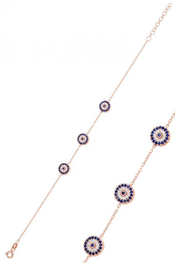 Gümüş rose zirkon taşlı nazar bileklik ürün görseli 1