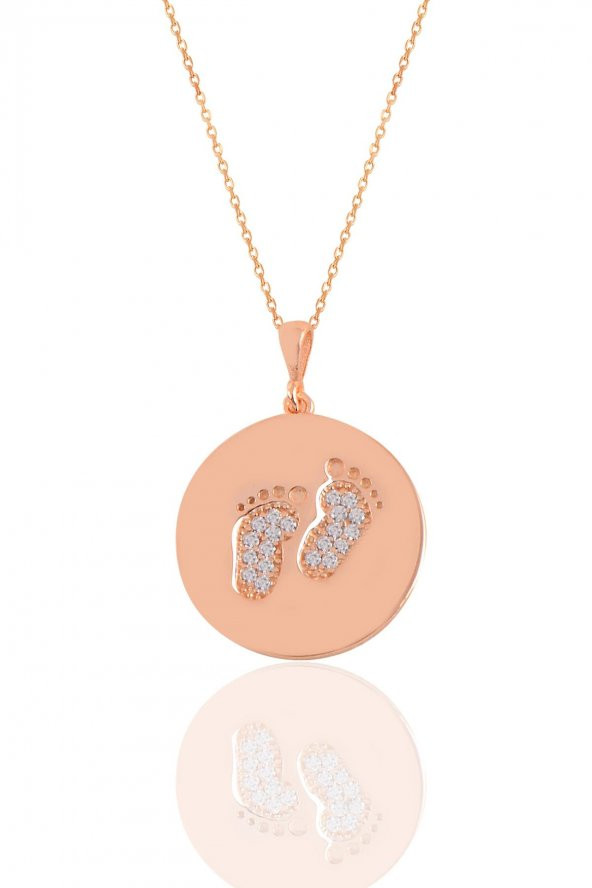 Gümüş rose zirkon taşlı ilk adım kolye ürün görseli 1