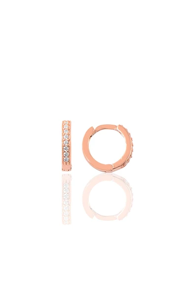 Gümüş rose zirkon taşlı 12 mm halka küpe SGTL11255ROSE ürün görseli 1