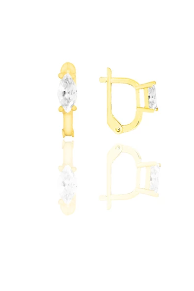 Gümüş altın yaldızlı zirkon taşlı mekik  j küpe SGTL11252GOLD ürün görseli 1