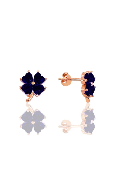 Gümüş rose safir taşlı yonca küpe SGTL10066SFR ürün görseli 1