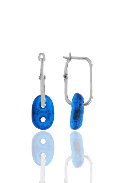 Gümüş rodyumlu  süryani nazarlığı göçmen küpe SGTL11259RODAJ ürün görseli 1