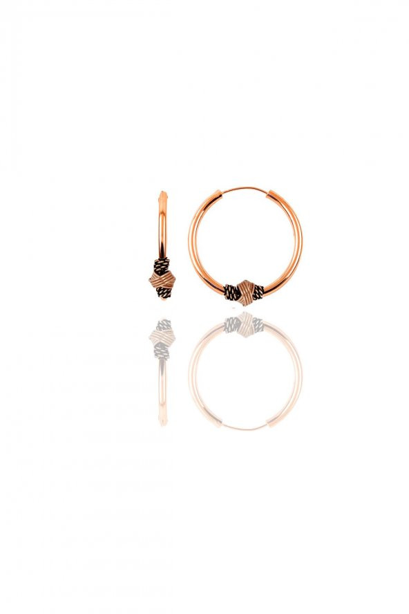 Gümüş rose 17 mm işlemeli halka küpe ürün görseli 1