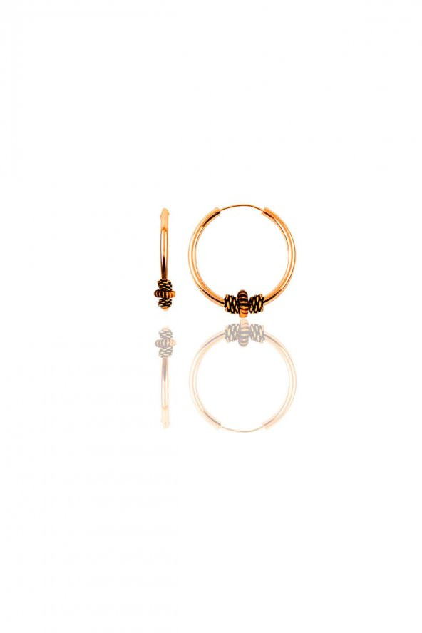 Gümüş rose 17 mm işlemeli halka küpe ürün görseli 1