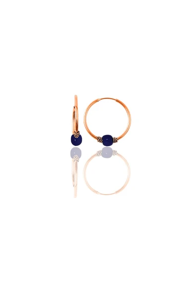 Gümüş rose 14 mm çivit mavisi halka küpe SGTL11271ROSE ürün görseli 1