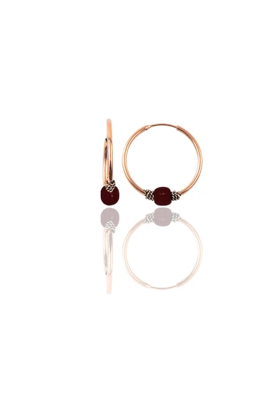 Gümüş rose 17 mm  mercan renkli halka küpe SGTL11262ROSE ürün görseli 1