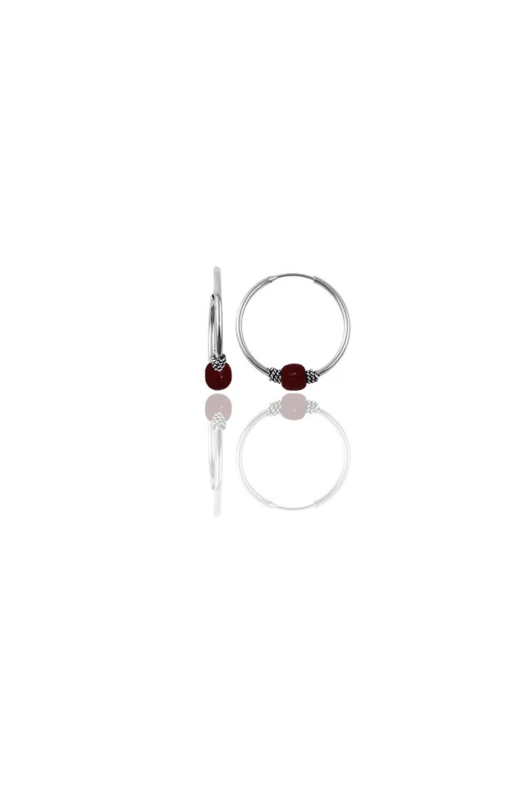 Gümüş 14 mm  mercan renkli  halka küpe SGTL11273RODAJ ürün görseli 1