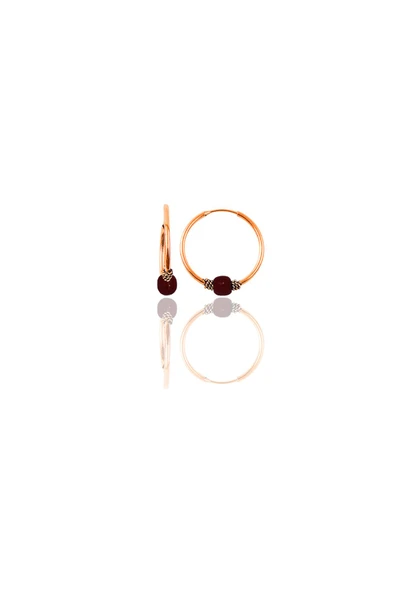 Gümüş rose 14 mm  mercan renkli halka küpe SGTL11273ROSE ürün görseli 1