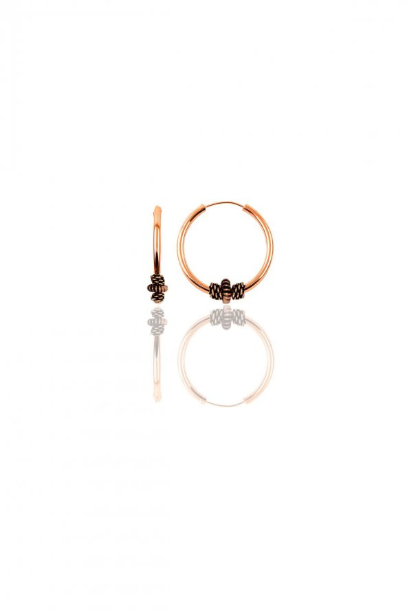 Gümüş rose 14 mm işlemeli halka küpe ürün görseli 1