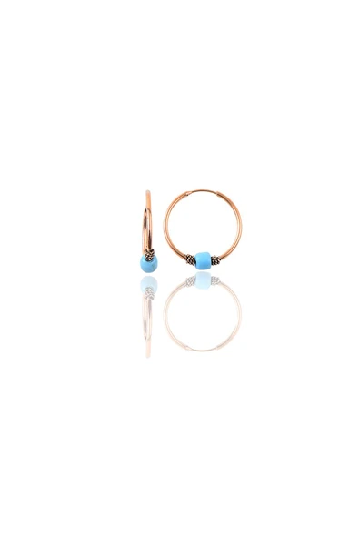 Gümüş rose 14 mm turkuaz taşlı halka küpe SGTL11276ROSE ürün görseli 1