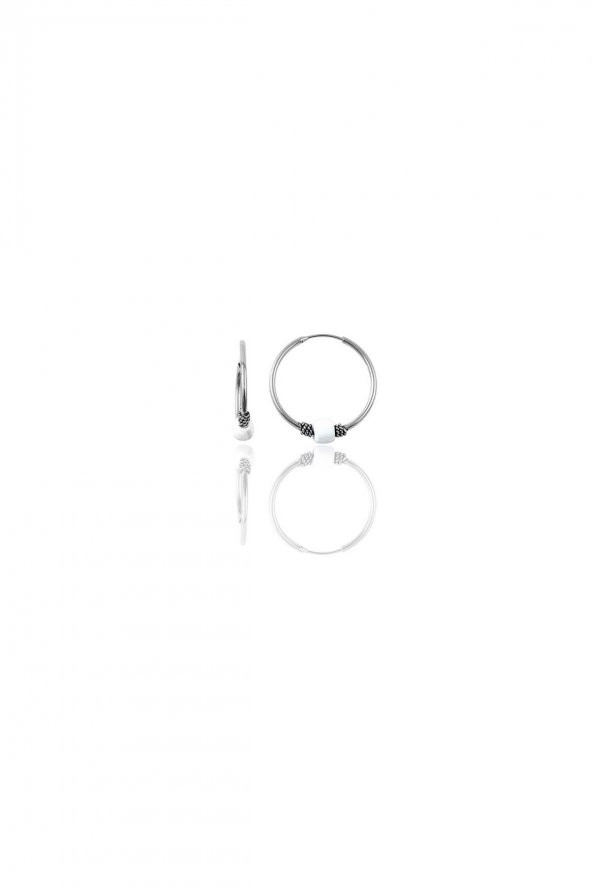 Gümüş 12 mm mini beyaz taşlı halka küpe ürün görseli 1