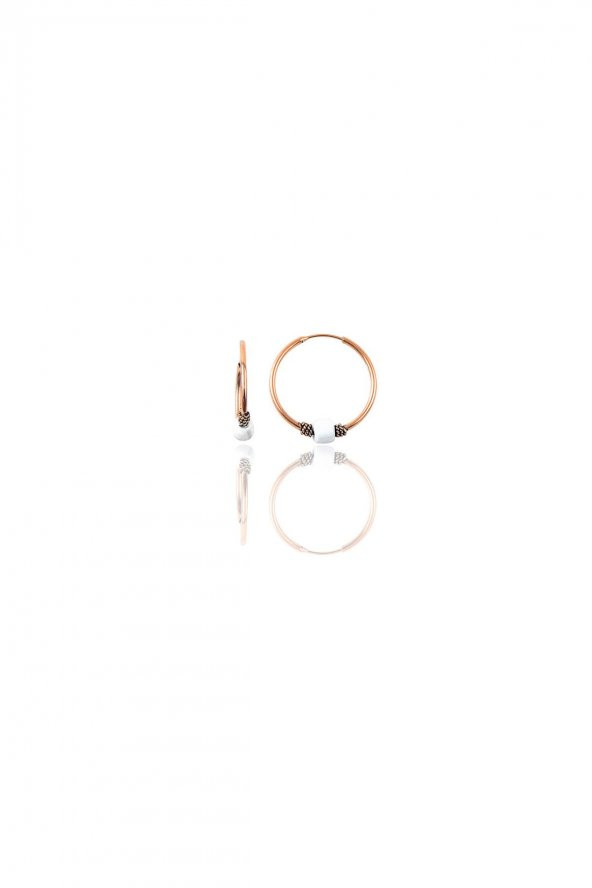 Gümüş rose 12 mm mini  beyaz taşlı halka küpe ürün görseli 1