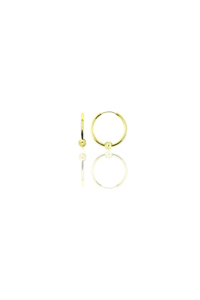 Gümüş altın yaldızlı 12 mm mini  sade toplu halka küpe SGTL11288GOLD ürün görseli 1