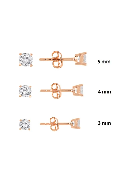 Gümüş rose pırlanta montürlü 3 boy tektaş kombin küpeler SGTL11300ROSE ürün görseli 1
