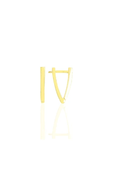 Gümüş altın yaldızlı 13 mm özel tasarım üçgen küpe SGTL11490GOLD ürün görseli 1
