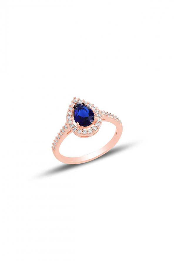 Gümüş rose safir taşlı damla modeli yüzük SGTL11514LACIVERT ürün görseli 1
