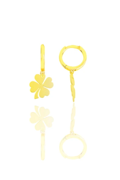 Gümüş altın yaldızlı  yonca küpe SGTL11541GOLD ürün görseli 1