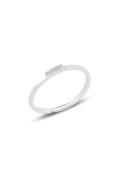 Gümüş rodyumlu zirkon taşlı ayarlamalı elegant gümüş yüzük SGTL10615RODAJ ürün görseli 1