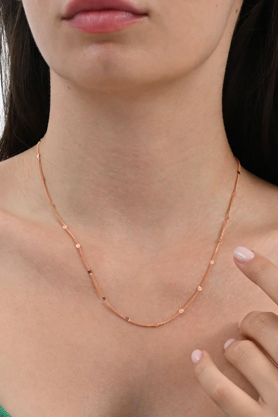 Gümüş rose pullu gurmet  zincir. SGTL10625ROSE ürün görseli 1