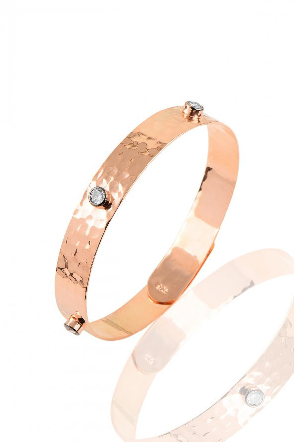 Gümüş rose zirkon taşlı dövme modeli gümüş bilezik. ürün görseli 1